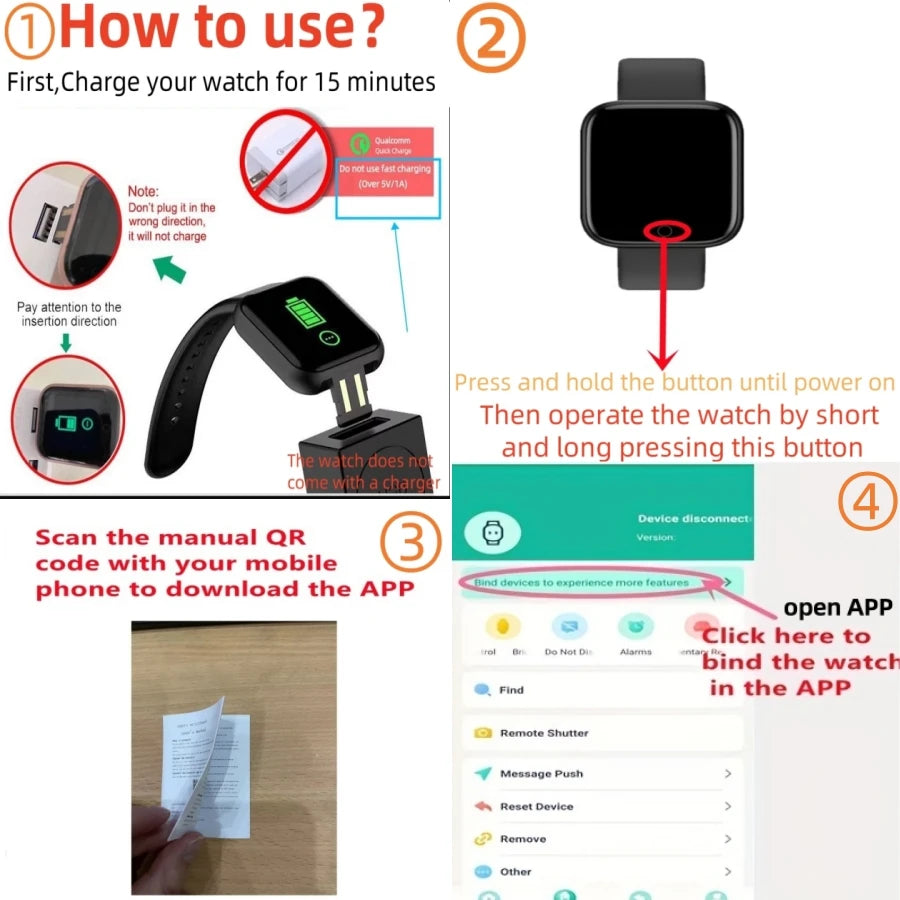 Smartwatch Männer Frauen Armbanduhren Smart Uhr Nachricht Fitness Monitor Armband Geburtstag Geschenk Elektronische Uhr Für Android IOS