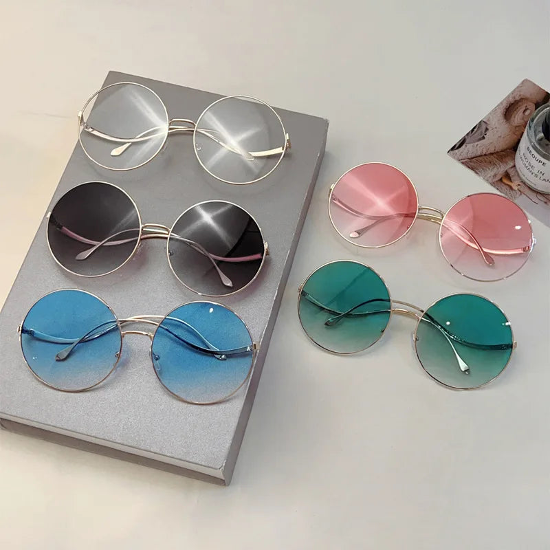 Übergroße runde Sonnenbrille für Damen, neue Mode, Vintage-Stil, Farbverlauf, Retro, trendig, luxuriös, stilvolles Design