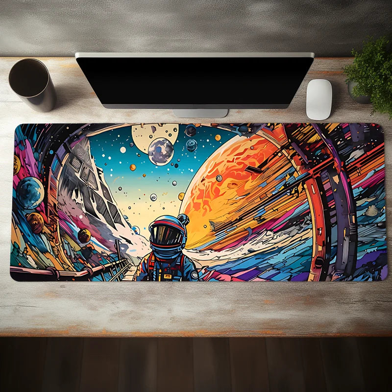 Farbiges Astronauten-Mauspad, Schreibtischzubehör, rutschfeste Gummiunterseite für Gamer und Büro, perfektes Geschenk für Freunde und Teenager