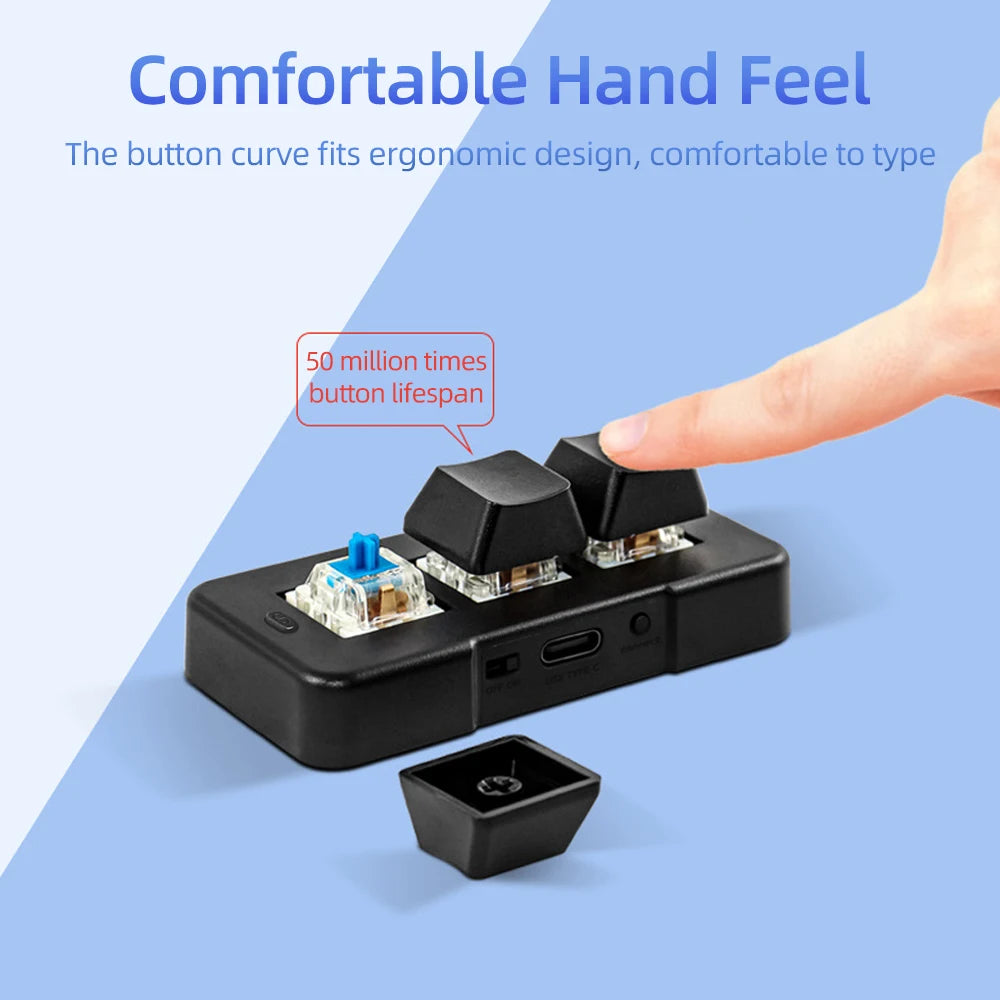 Mk321bt 3-Tasten Mini-Tastatur mit mechanischem blauen Schalter USB BT Dual-Mode-Verbindung für Office-Spiel Multimedia