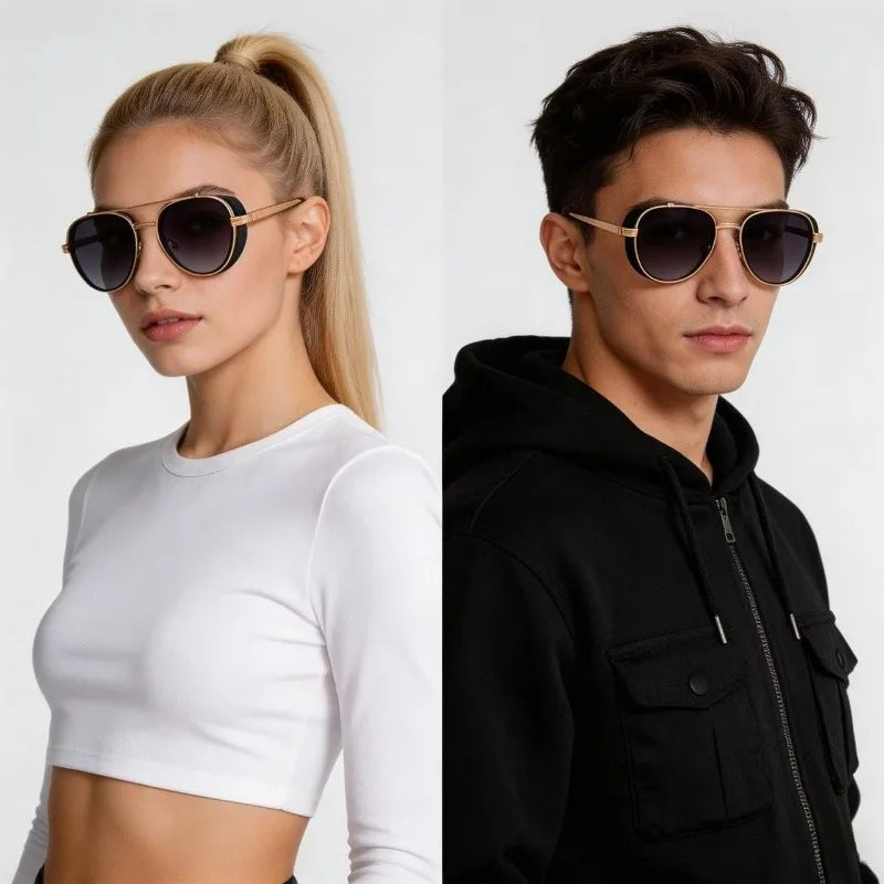2026 Neue Luxus Steampunk Sonnenbrille, Metallrahmen Ovale Vintage-Brille, Modische Sonnenbrille für Damen, Fahrerbrille für Herren