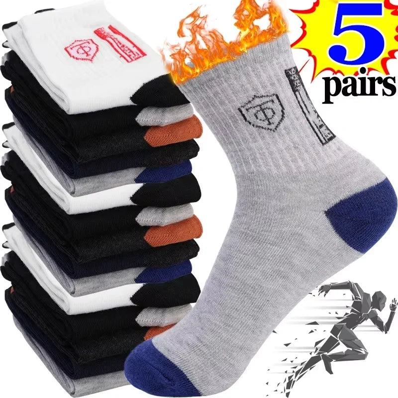 5Pairs Atmungsaktive Baumwolle Sport Strümpfe Männer Bambus Faser Herbst und Winter Männer Socken Schweiß Absorption Deodorant Business Sox