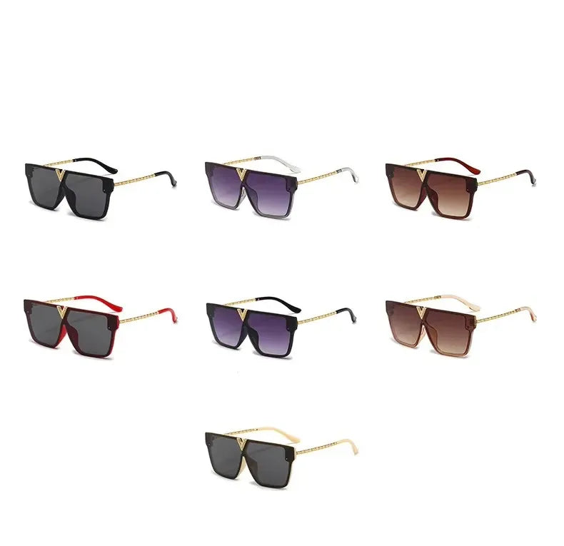 Sonnenbrille mit Buchstabe V für Damen und Herren, quadratischer Rahmen, zum Fahren, beliebter UV-Schutz, schwarze Sonnenbrille, Markendesign, berühmte Brillen 2025,