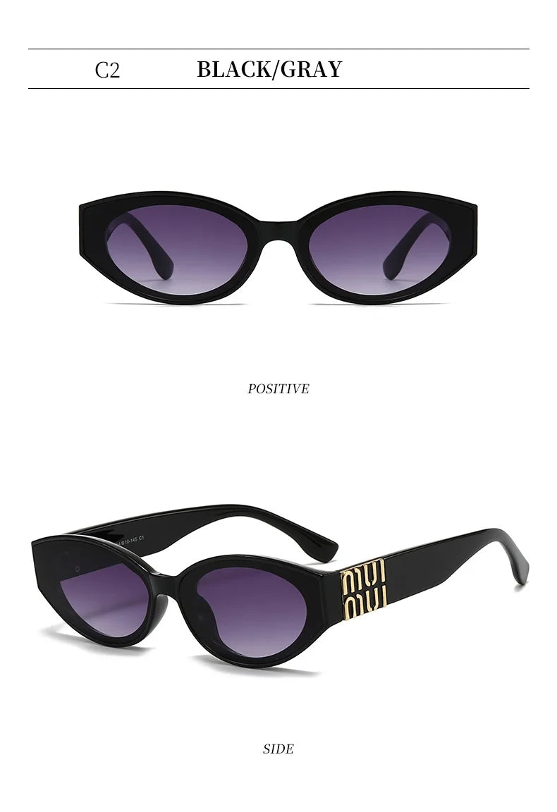 Luxuriöse Glamour-Sonnenbrille für Damen und Herren, oval, minimalistisch, Modemarke, Sonnenbrille, Unisex, stilvolle Farbtöne, UV400