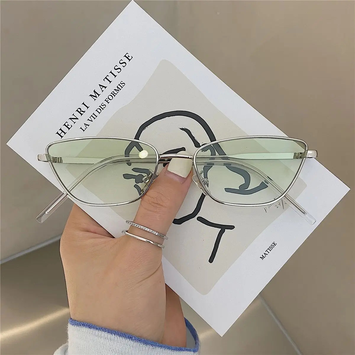 Sonnenbrille für Damen, klassisch, modisch, übergroß, antireflexig, Vintage, quadratisch, Metall-Sonnenbrille, Fahrbrille, UV400, О
