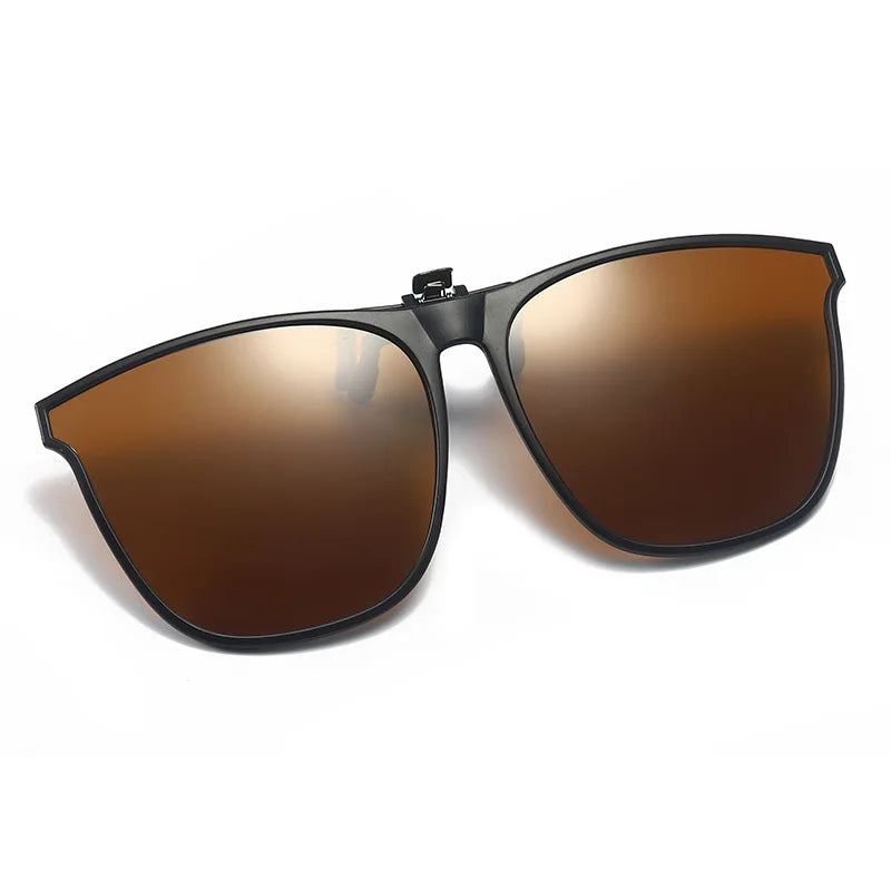Polarisierte Clip-On-Sonnenbrille für Herren, Autofahrerbrille, UV400, Sonnenbrille, blendfrei, quadratische Vintage-Brille