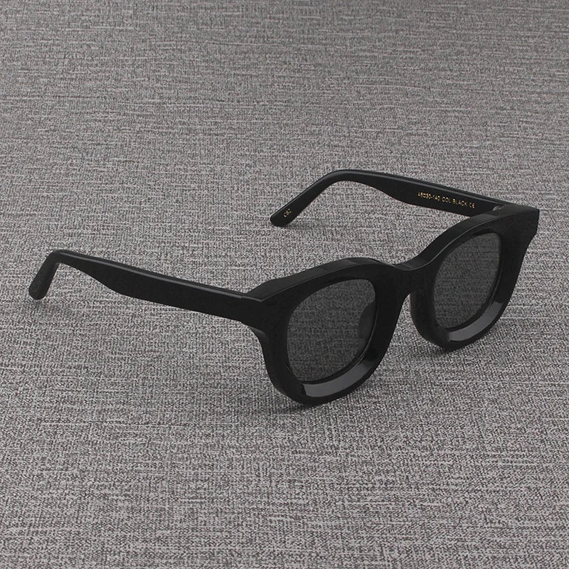 2024 Retro-Sonnenbrille für Damen und Herren, modisch, Acetat, quadratisch, grau, grüner Rahmen, matt gefrostet, UV400, handgefertigte Sonnenbrille