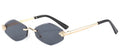 Luxuriöse Polygon-Sonnenbrille für Damen, Hipster, unregelmäßige randlose Sonnenbrille, Damen, kleiner Metallrahmen, Vintage-Rhombus-Brille, Braun
