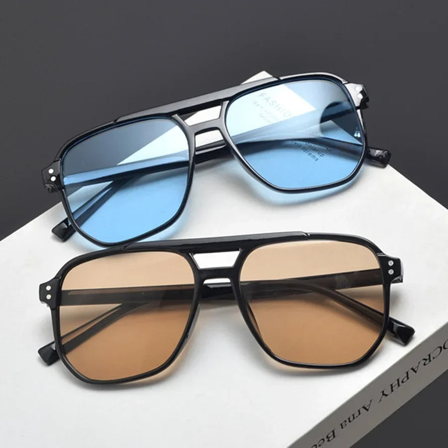 Vintage Männer Frauen Große Sonnenbrille Männer Platz Shades Unisex Sonnenbrille Schwarz Objektiv Männlich Weiblich Sonnenbrille UV400 Gläser
