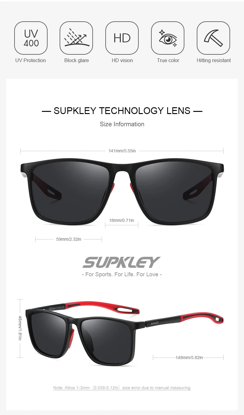 Supkley sport sonnenbrille für männer frauen bequeme leichte polarisierte sonnenbrille uv400 brillen zubehör beste geschenk wahl