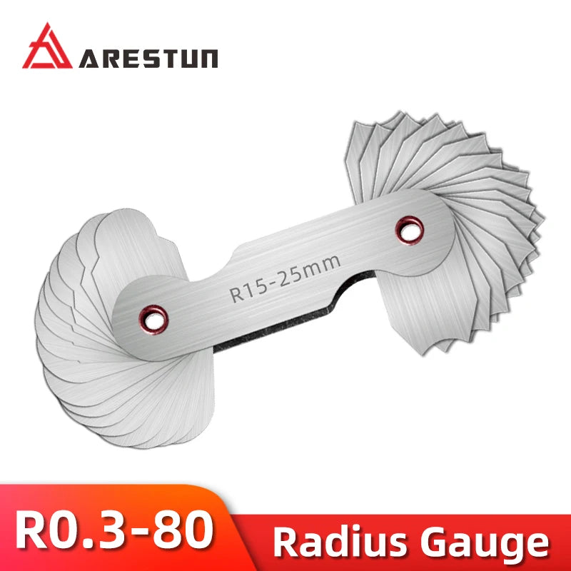 Radiusvorlage R-Messgerät R1-6,5 7-14,5 15-25 26-80 Radius-Messplatte Filetlehre Außen Intern Konkav Konvex Messwerkzeuge