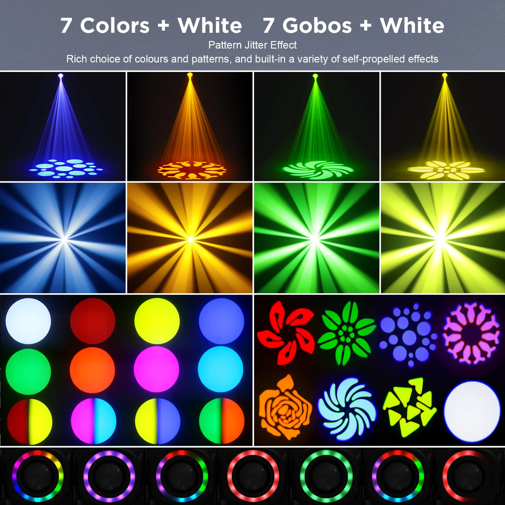 2 Stück 50W Beam Moving Head Licht RGB Farbmischung Musterlichter Bühneneffektbeleuchtung für Disco Show Konzert Party KTV Theater