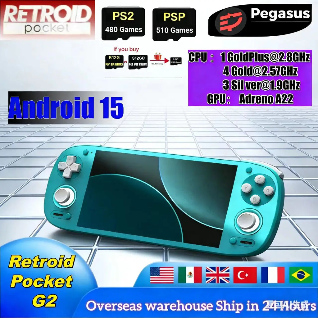 Retroid Pocket G2 Handheld-Spielekonsole RP G2 Android 15 5,5 Zoll 1080P AMOLED-Bildschirm 5000 mAh Hall-Effekt-Joystick PSP PS2 Geschenk