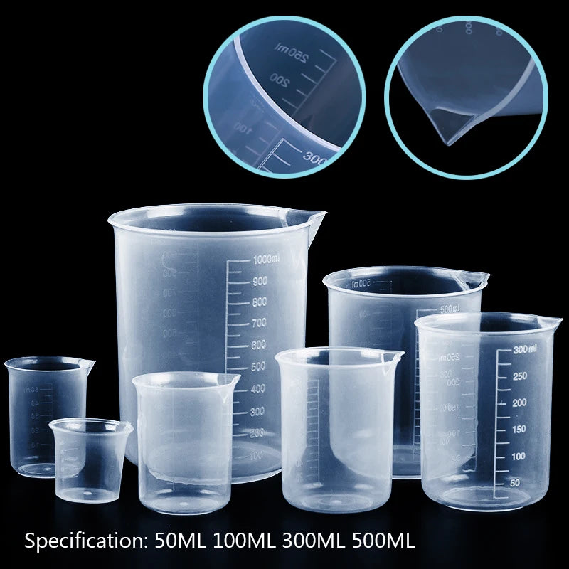 50ml/300ml/500ml/ml liefert heißer Verkauf abgestufter Boro silikat becher Kunststoff Messbecher chemischer Labor becher Kunststoff