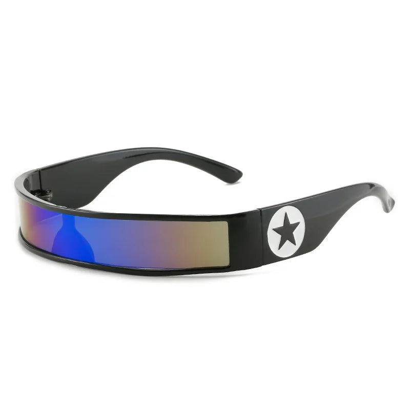 Future Technology Star Style Sonnenbrille für Männer und Frauen, Form umwickelbare Punk-Sonnenbrille mit schmalem Rahmen