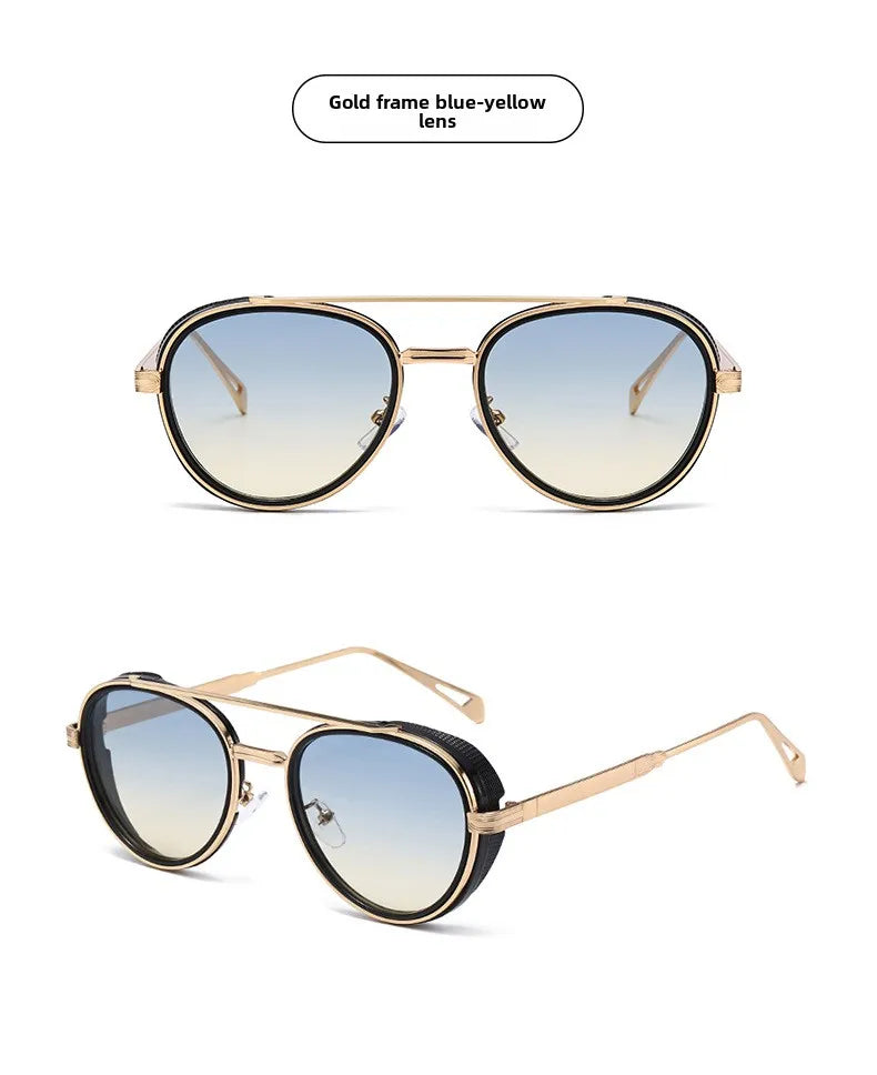 2026 Neue Luxus Steampunk Sonnenbrille, Metallrahmen Ovale Vintage-Brille, Modische Sonnenbrille für Damen, Fahrerbrille für Herren