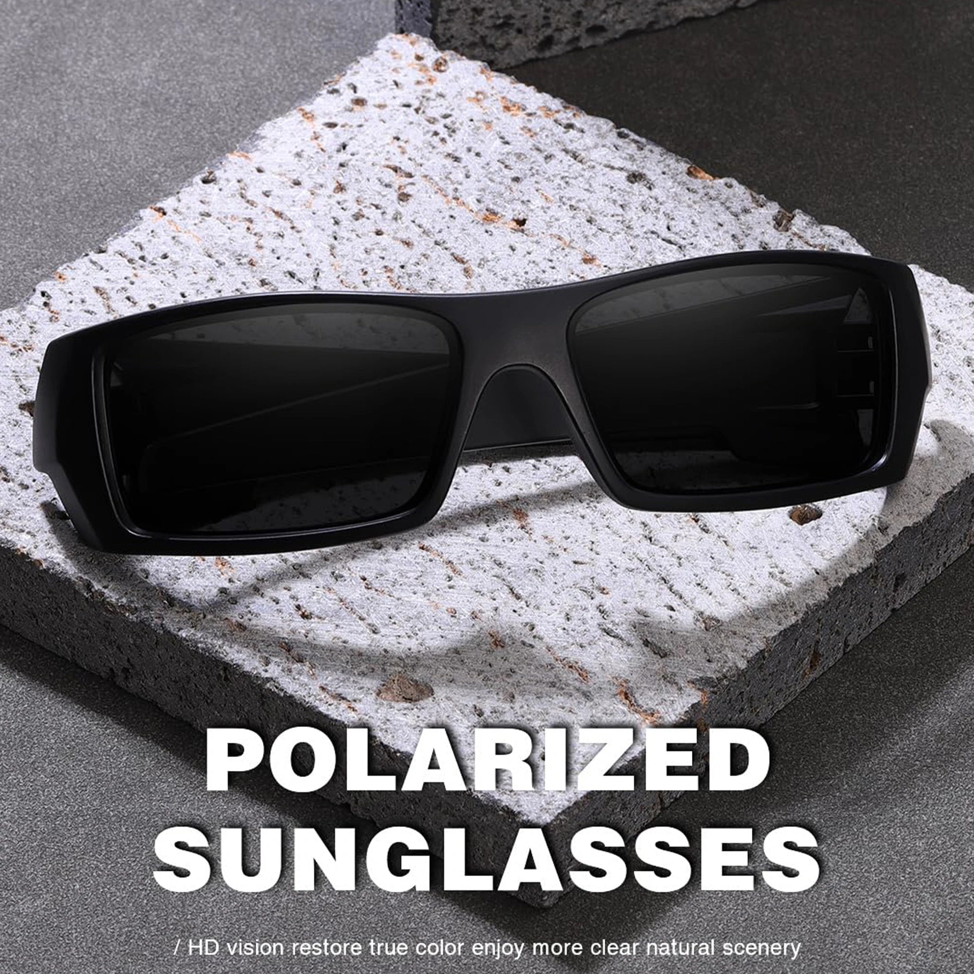 Polarisierte Sonnenbrille für Herren und Damen, Sport-Herren-Sonnenbrille, trendige Retro-Rechteck-Wickel-Vintage-UV400-Augenschutz