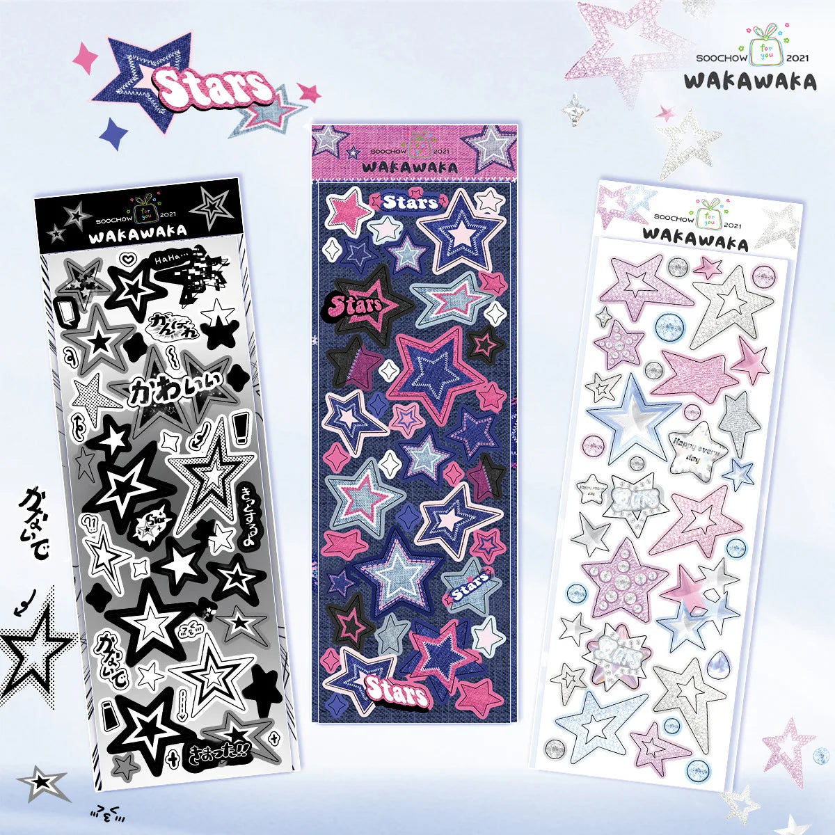 1 Blatt niedliche bunte Sternmuster-Aufkleber, DIY-Scrapbooking-Aufkleber, Kpop Idol, Fotokarte, Deko-Materialien, koreanischer Stil