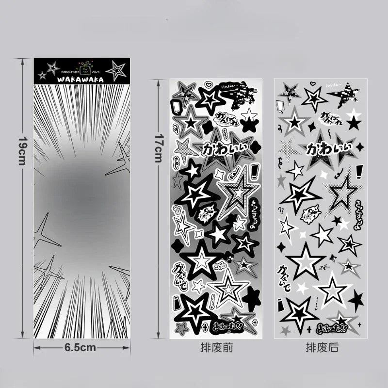 1 Blatt niedliche bunte Sternmuster-Aufkleber, DIY-Scrapbooking-Aufkleber, Kpop Idol, Fotokarte, Deko-Materialien, koreanischer Stil