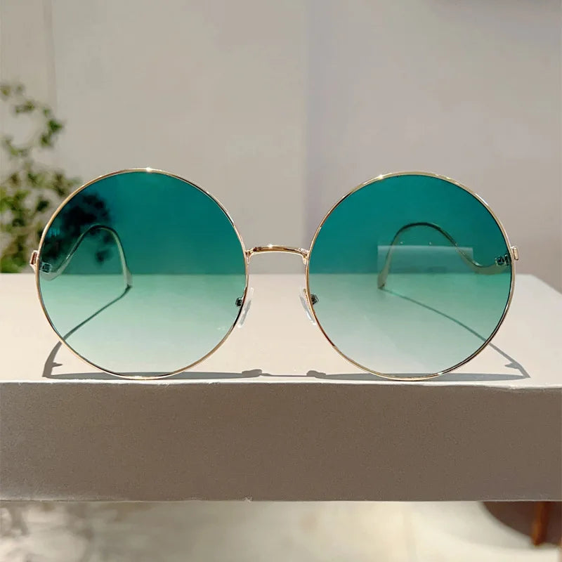 Übergroße runde Sonnenbrille für Damen, neue Mode, Vintage-Stil, Farbverlauf, Retro, trendig, luxuriös, stilvolles Design