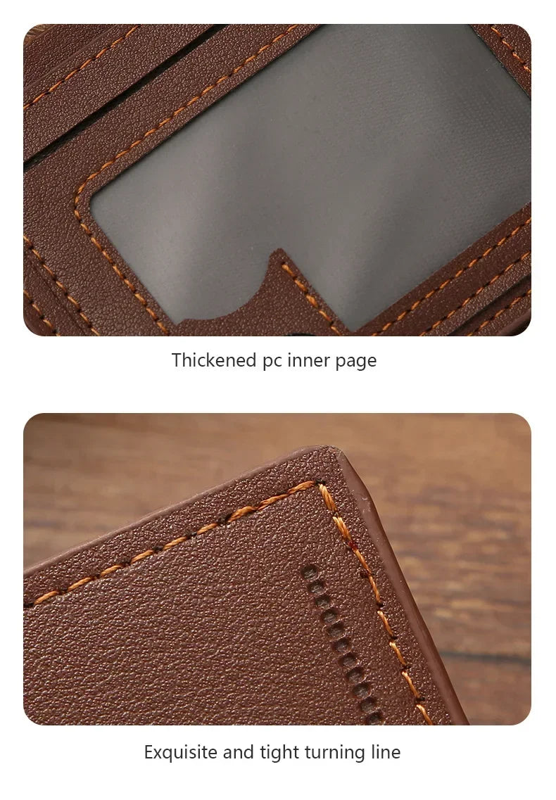 Kurze Herren-Geldbörse aus Leder, dünne Geldbörse, faltbar, minimalistisch, weiches Leder