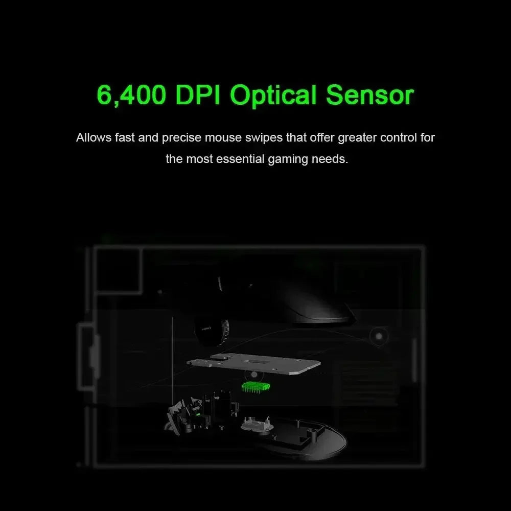 Razer DeathAdder Essential Gaming-Maus, 6400 DPI, optischer Sensor, 5 programmierbare Tasten – mechanische Schalter, seitliche Griffe aus Gummi