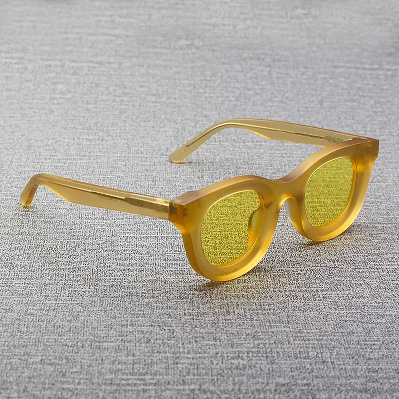 2024 Retro-Sonnenbrille für Damen und Herren, modisch, Acetat, quadratisch, grau, grüner Rahmen, matt gefrostet, UV400, handgefertigte Sonnenbrille