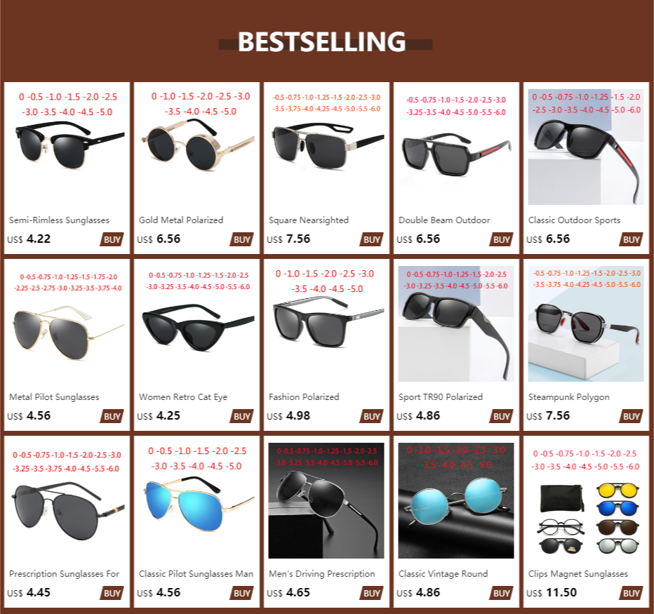 Anti-Blend-Oval-verschreibung pflicht ige Myopie-Sonnenbrille fertig männliche weibliche bunte Linsen-Dioptrien brille 0-150-171 bis-0,5
