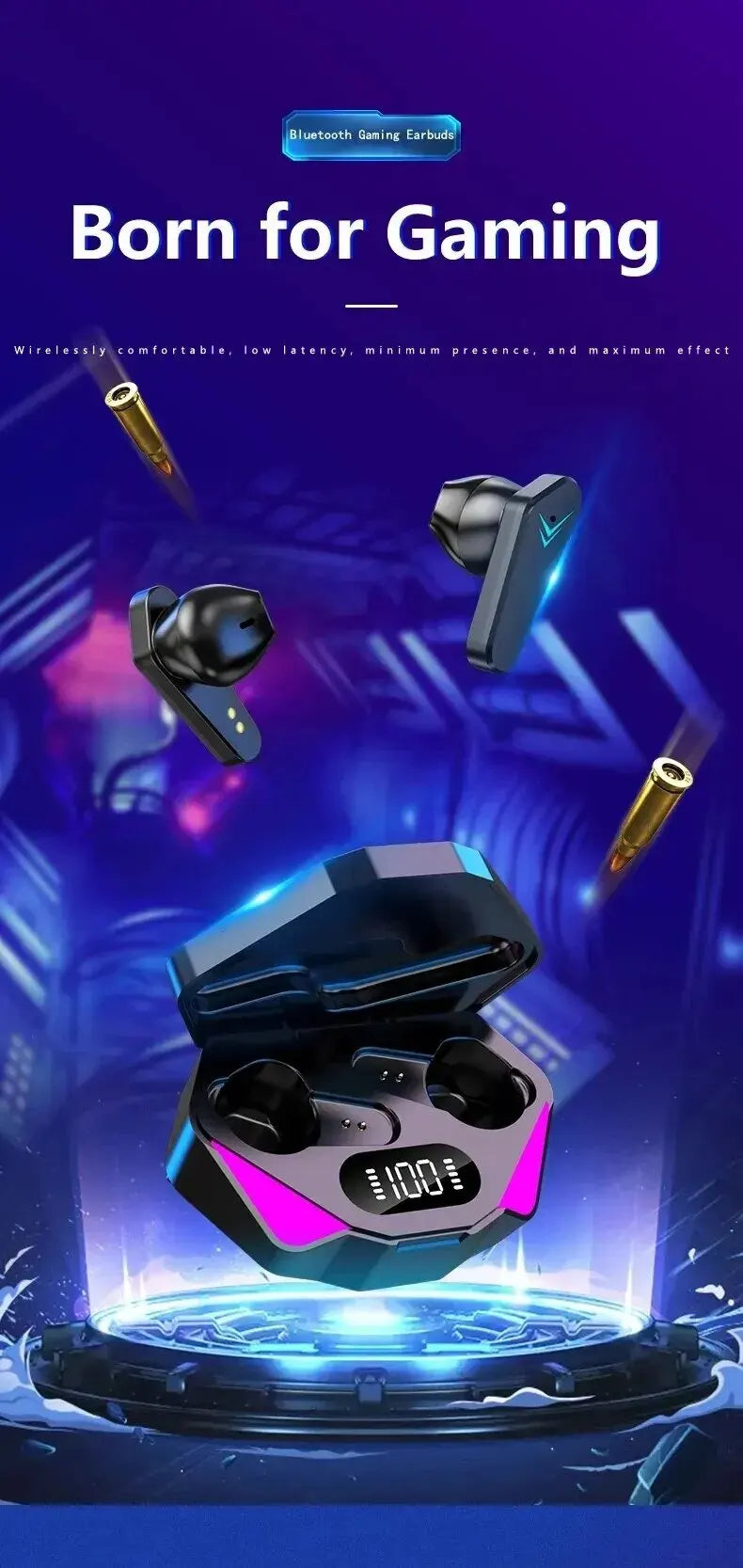 TWS Drahtloses Bluetooth-Headset, LED-Display, Gamer-Ohrhörer mit Mikrofon, kabellose Kopfhörer, Geräuschunterdrückung, Bluetooth-Kopfhörer X15