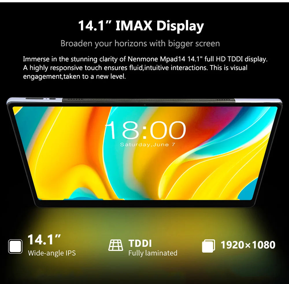 Globale Version 14,1 Zoll Tablet PC Großer Bildschirm 1920x1080 Octa Core MT6769 12+256GB Tablet 14 Zoll Android 14 Game Study PAD
