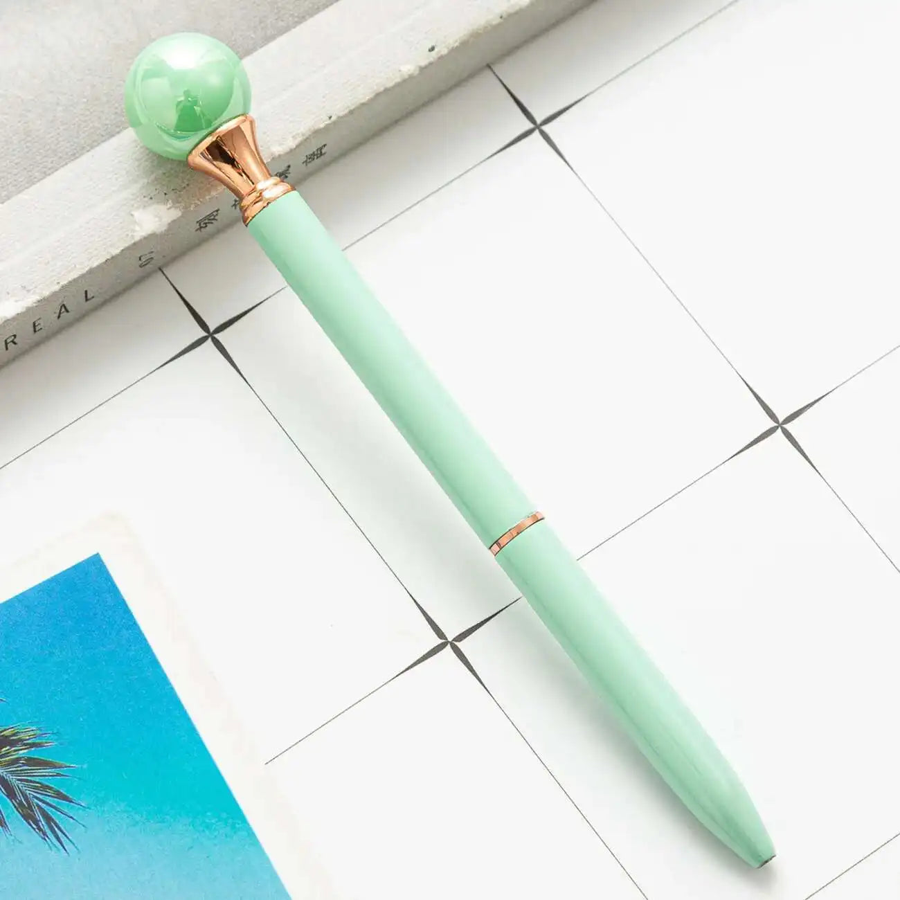 1-teiliger Lytwtw's Candy Color INS rotierender Perlen-Metall-Kugelschreiber für Schule und Büro, Schreibwaren, Geschenk