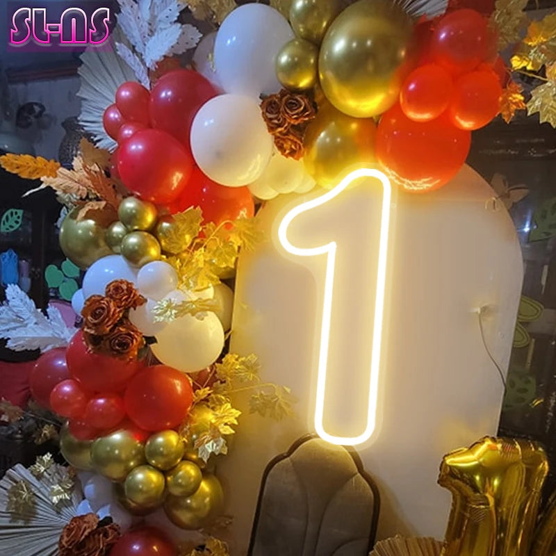 LED-Leuchtreklame mit warmen Farbzahlen, Geburtstags-Acryl-Lichter von 0 bis 9, mit Schalter für Hochzeit, Party, Business, Schönheitssalon, Wanddekoration