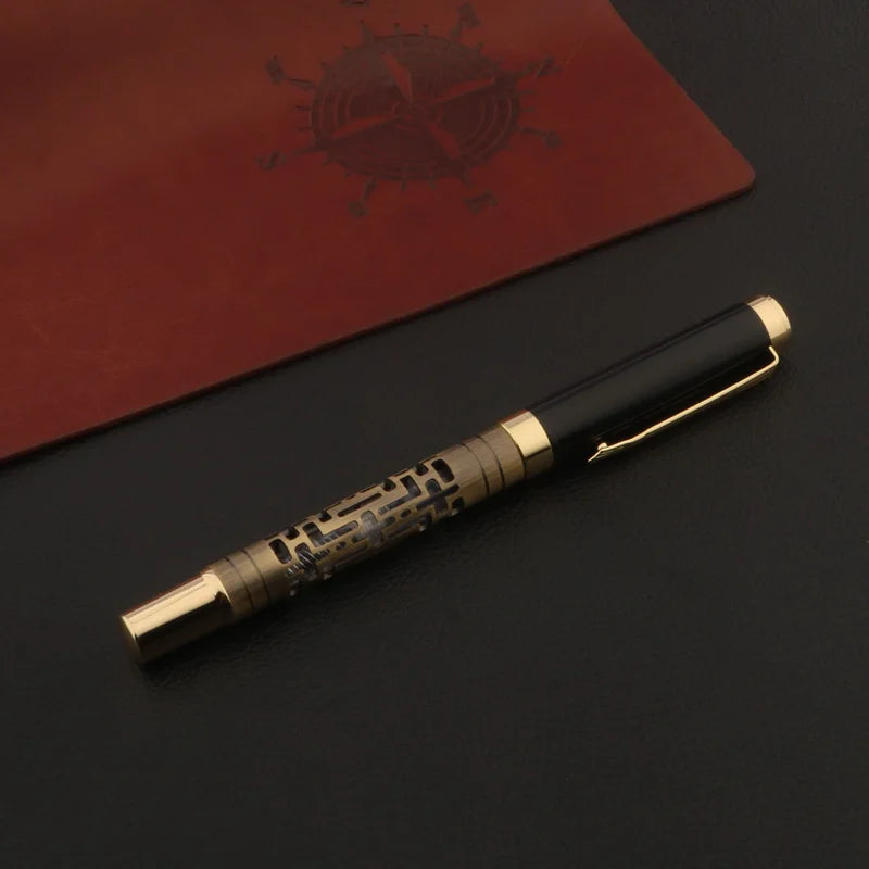 1pc Bronze Füll federhalter aushöhlen m Business Office Schul bedarf schreiben Kalligraphie Stift