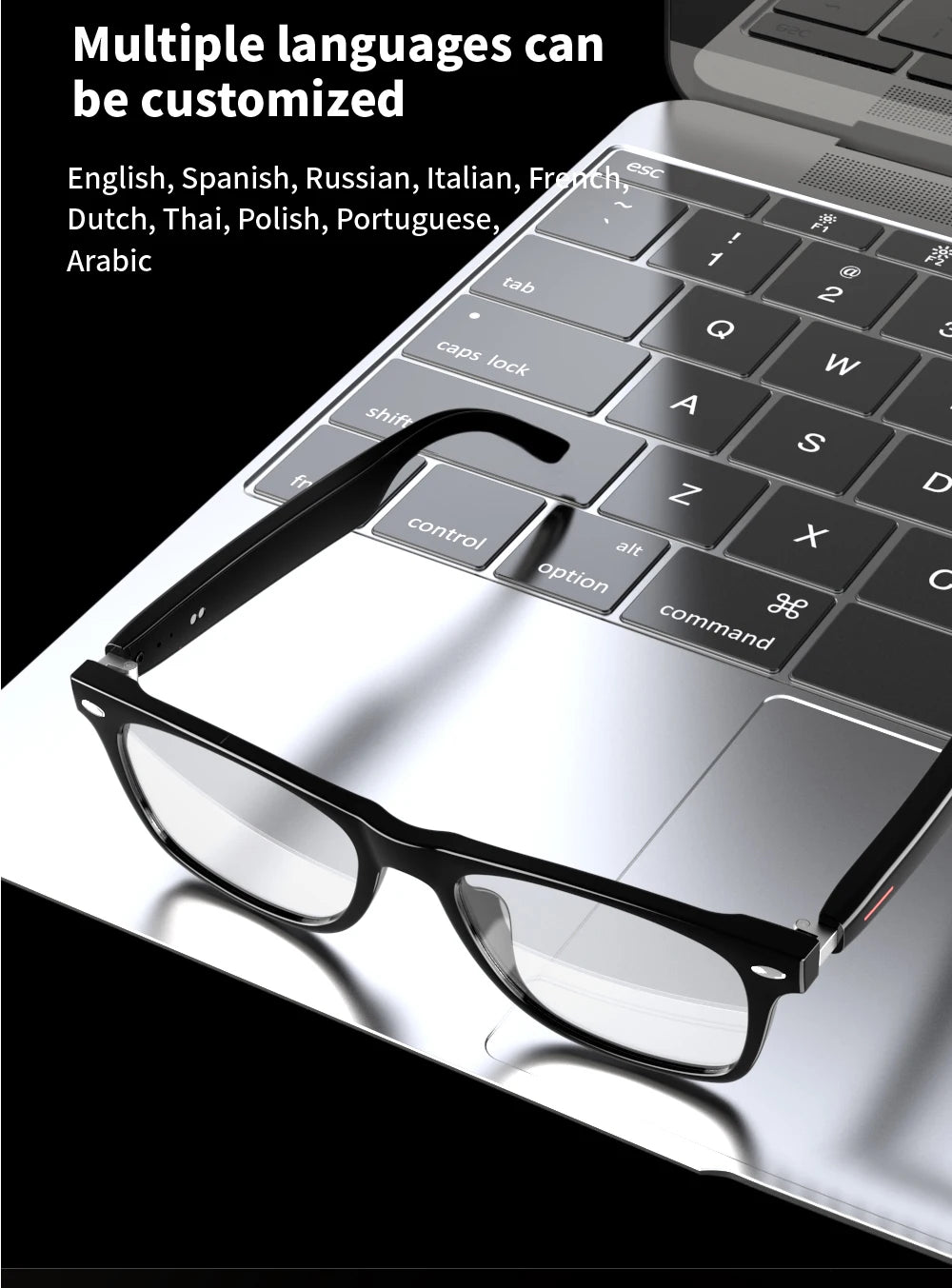 SENBONO E13 Intelligente Brille: Blaulichtfilterung, polarisierte Sonnenbrillengläser, Audio, integriertes Mikrofon, Lautsprecher, Touch- und Sprachassistent