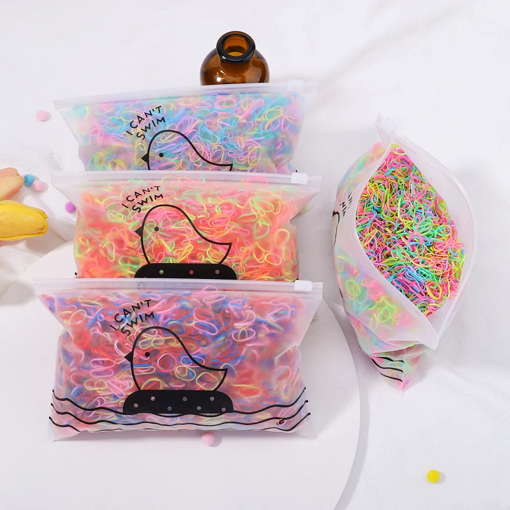 500/1000/2000 stücke Mädchen bunte Einweg Gummiband Haar gummis Stirnband Kinder Pferdes chwanz Halter Bänder Kinder Haarschmuck