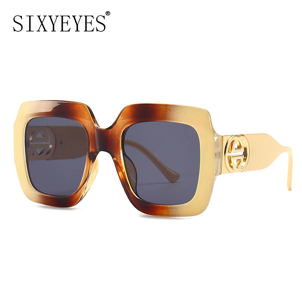 2024 Retro übergroße quadratische Sonnenbrille Frauen Luxusmarke Big Frame Sonnenbrille für Männer Vintage Punk Shades UV400 Tendy Brillen