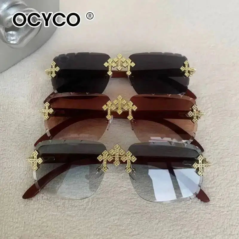 2026 Neue Steampunk Randlose Quadratische Sonnenbrille für Herren Luxusmarke Vintage Schneidgläser Sonnenbrille Trendige Schattierungen Eyewear UV400