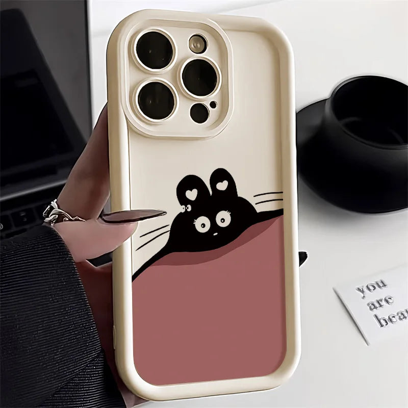 Schwarze Briketts Handyhülle für iPhone 14 16 11 12 13 15 Pro Max 14 Plus 15Pro 7 8 SE2020 XR XS Hüllen Flüssigsilikon Rückseite