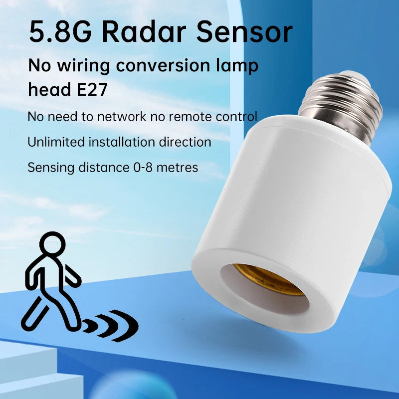 AC110-240V Intelligente E27-Lampensockel-Fernbedienung/5,8 G Radar Sensing-Lampenfassungskonverter für LED/Energiesparend/Glühlampe
