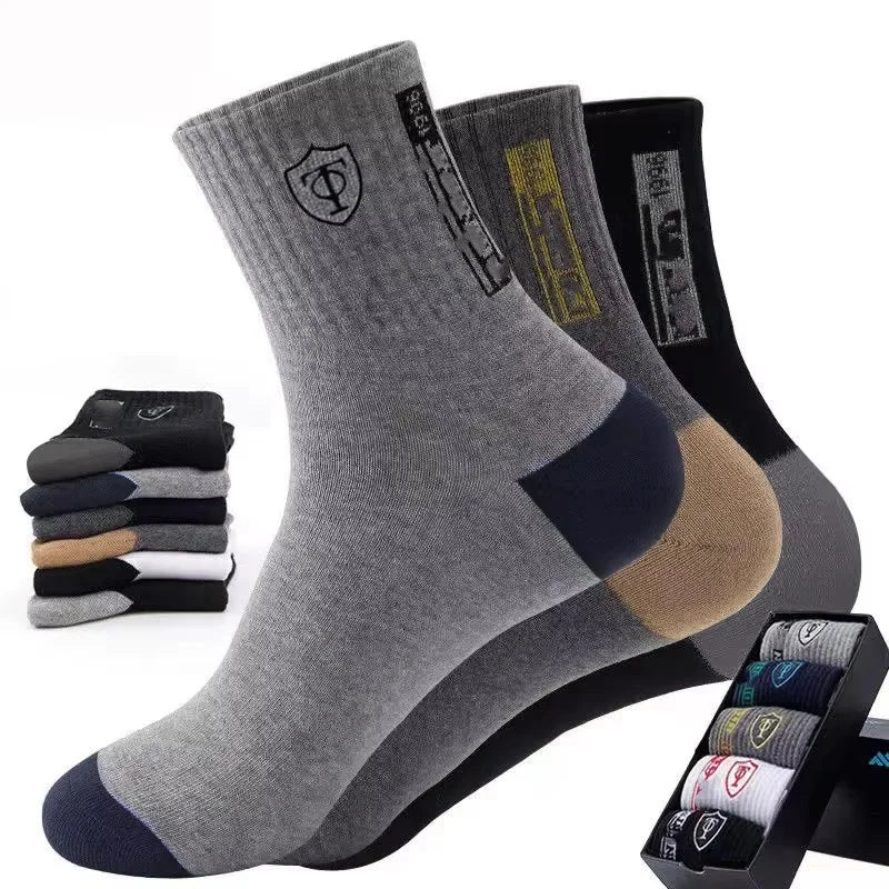5Pairs Atmungsaktive Baumwolle Sport Strümpfe Männer Bambus Faser Herbst und Winter Männer Socken Schweiß Absorption Deodorant Business Sox