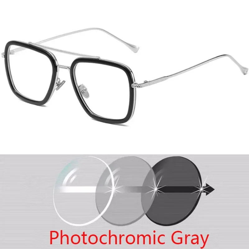 Sph-0,5-0,75-1,0 bis-6 Mode Metall Stil für Frauen Sonnenbrillen Männer quadratische Marke Design Sonnenbrille
