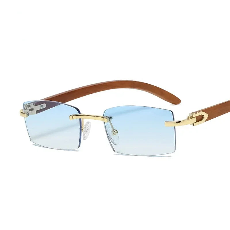 Sonnenbrille Männer Frauen Sonnenbrille Holz Rahmen Randlose Schwarze Brillen Mode Brillen Gafas De Sol