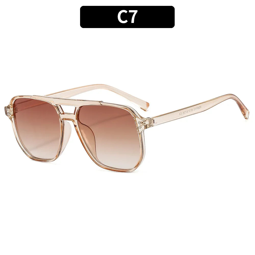 Vintage Quadratische Sonnenbrille für Frauen Männer Dicker Rahmen Doppelte Brücken Brillen Weibliche Chic Polygon Sonnenbrille UV400 Shades
