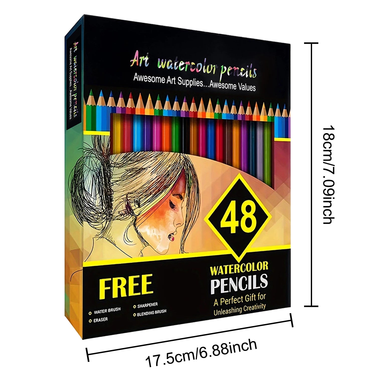 Aquarellstifte, 48er-Set professionelle Buntstifte für Erwachsene und Jugendliche, Premium-Künstlerbedarf zum Ausmalen, Mischen und