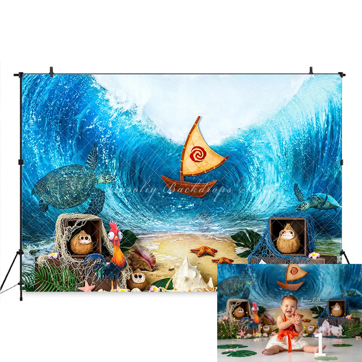 Ozeanforschung Hintergründe Cake Smash Kinder Erwachsene Fotografie Requisiten Kind Baby Dekore Strand Wellen Tropic Affair Foto Hintergrund