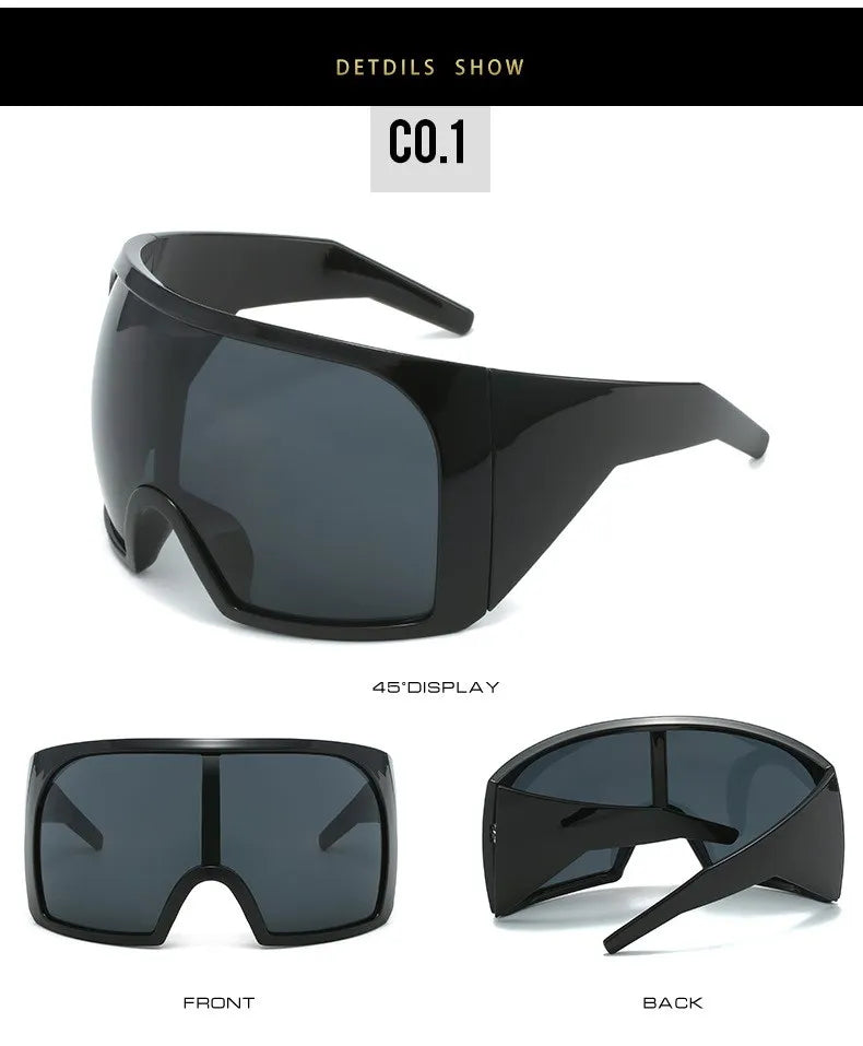 Übergroße Punk-Schild-Sonnenbrille für Damen und Herren, großer Rahmen, 2025, Luxusmarke, Steampunk-Maske, Sonnenbrille für Damen, Sportbrille, UV400