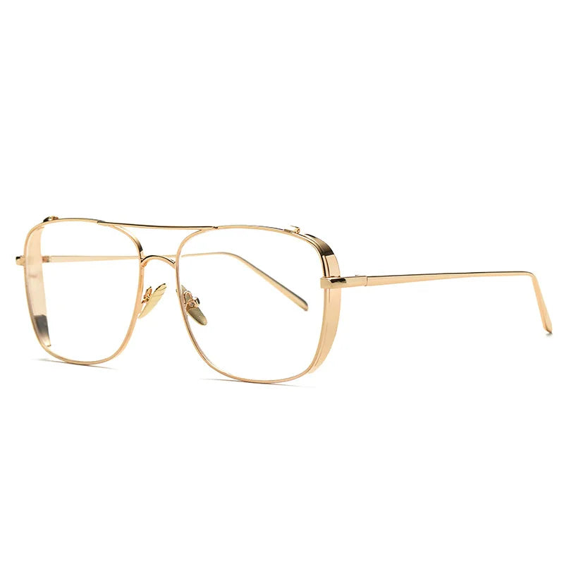 Damen Sonnenbrille mit großem Rahmen neue Mode transparente Gläser Metallrahmen PC-Gläser uv400 transparente Damen Sonnenbrille