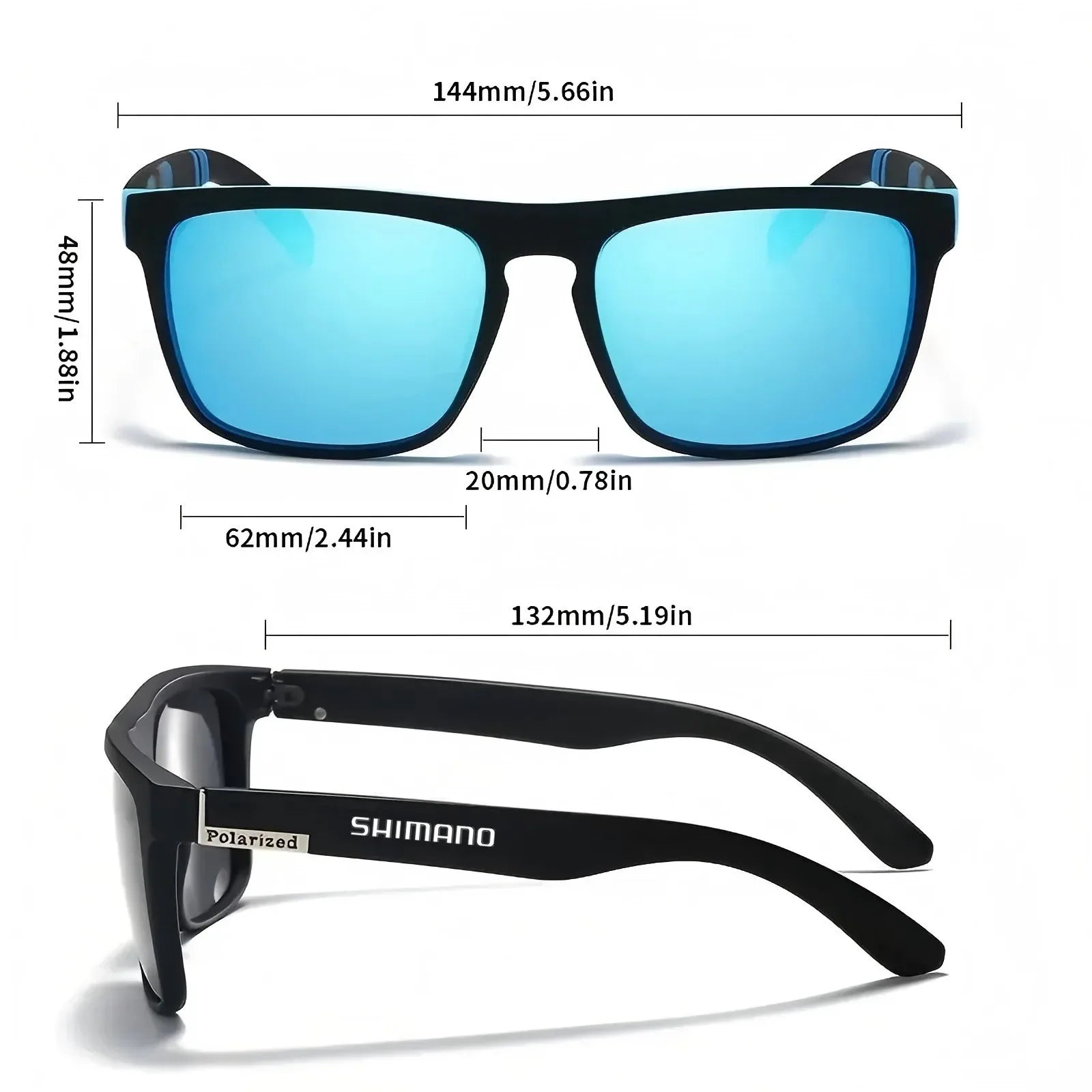 Klassische quadratische polarisierte Unisex-Outdoor-Sport-Sonnenbrille zum Angeln, Jagen, Radfahren, Fahren, Bergsteigen, UV400, blendfrei