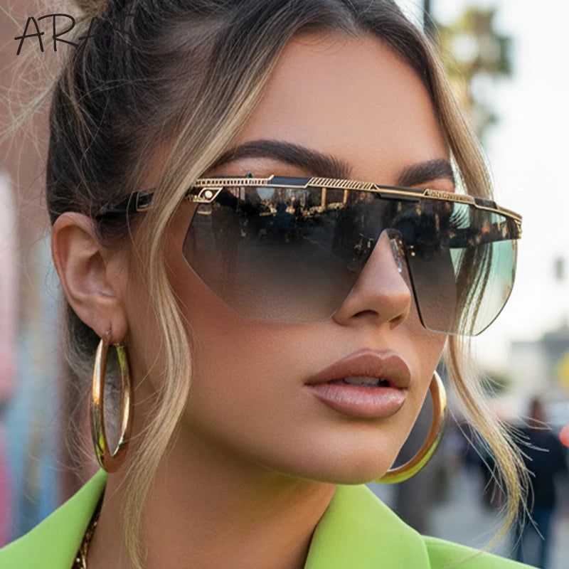Übergroße Sport-Wrap-Around-Sonnenbrille für Damen 2026 – Luxusmarke Steampunk Shield Goggle Mask Sonnenbrille für Damen UV400 Schutz