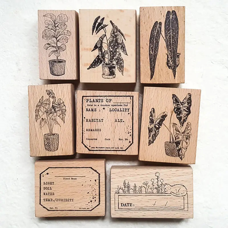 Scrapbooking Stempel Zimmerpflanzenliebhaber Alocasie Anthurium Begonie Tagebuch Dekoration Journaling Holzstempel